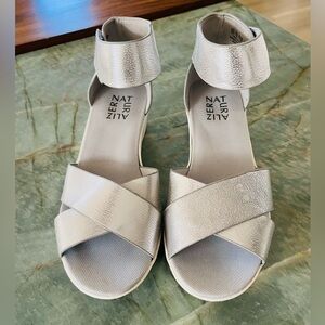 Naturalized Silver Sandals NWOB